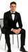 Black Satin Double Breasted 3 Piece Skinny Fit Tazzio Men's Suit with Peak Lapel Jacket