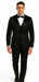 Black Satin Shiny Metallic Flashy with Sheen 3 Piece Skinny Fit Tazzio Men's Suit with Peak Lapel Jacket