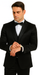 Black Satin Double Breasted 3 Piece Skinny Fit Tazzio Men's Suit with Peak Lapel Jacket