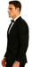 Black Satin Double Breasted 3 Piece Skinny Fit Tazzio Men's Suit with Peak Lapel Jacket