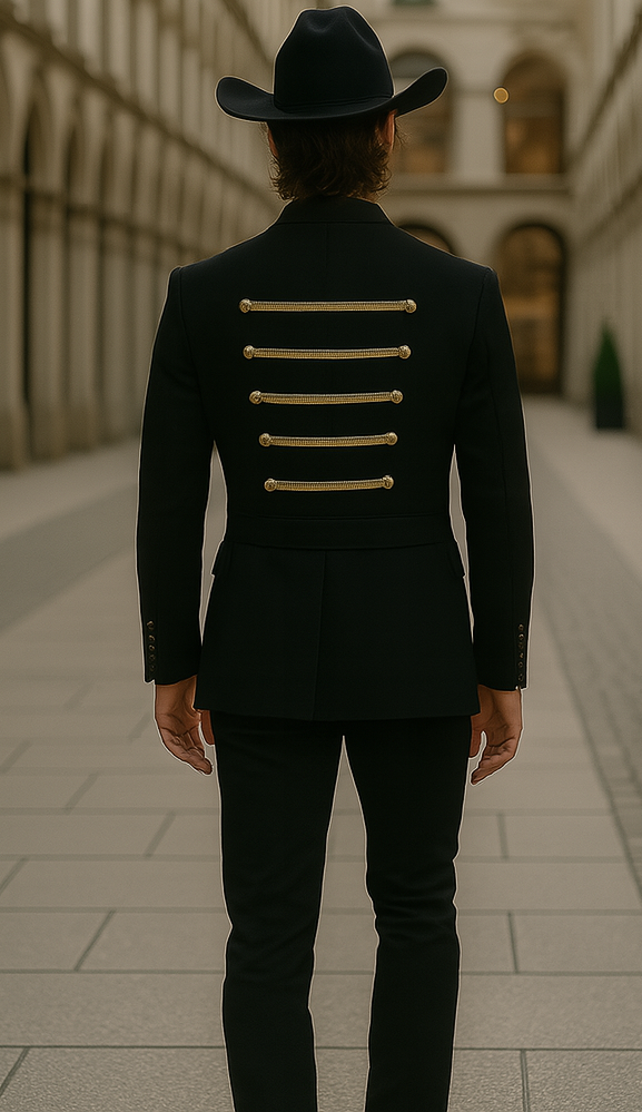 Black Single Breasted One Pocket Tuxedo Alberto Nardoni Blazer - Image 2