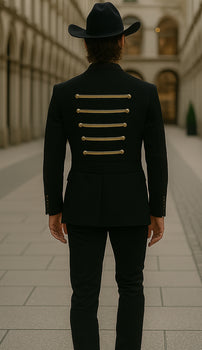 Black Single Breasted One Pocket Tuxedo Alberto Nardoni Blazer - Image 2