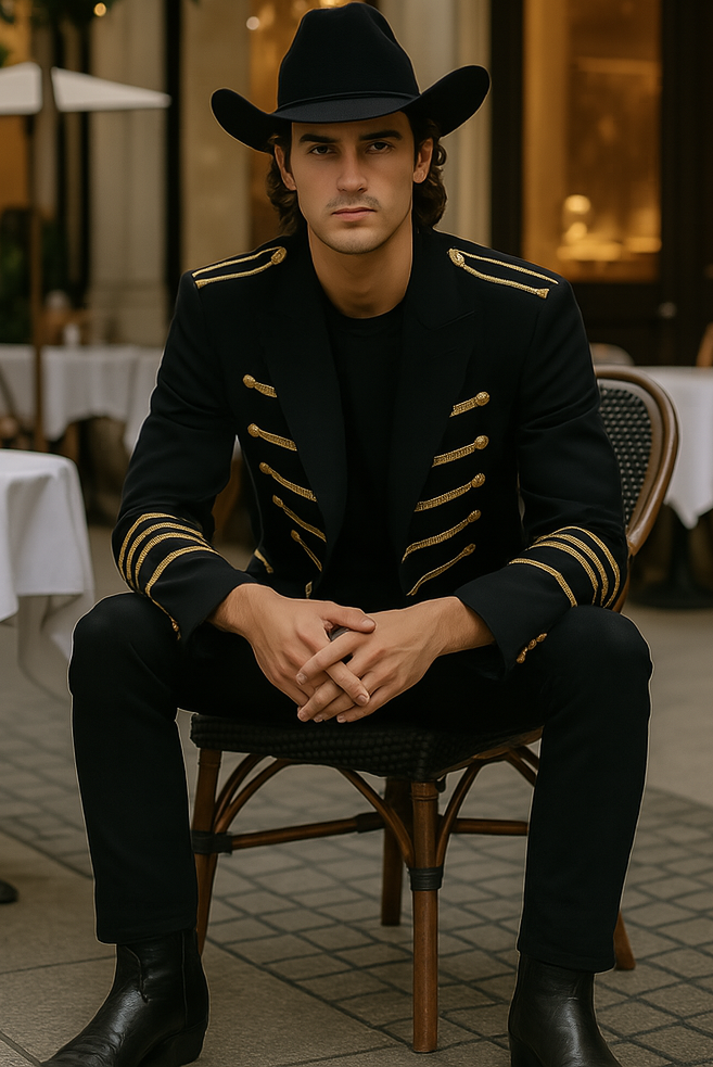 Black Single Breasted One Pocket Tuxedo Alberto Nardoni Blazer - Image 3