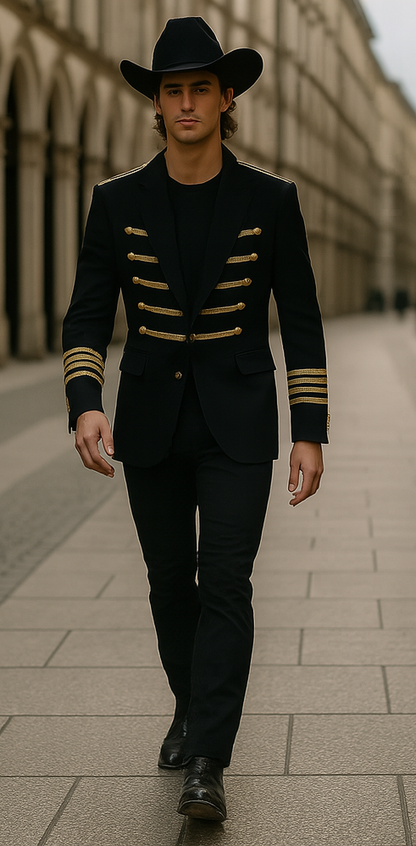 Black Single Breasted One Pocket Tuxedo Alberto Nardoni Blazer - Image 4