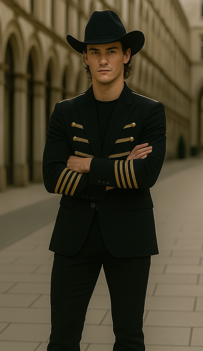 Black Single Breasted One Pocket Tuxedo Alberto Nardoni Blazer - Image 5