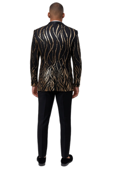 EJ Samuel Black & Gold Sequin Shawl Lapel Tuxedo Jacket - Image 2