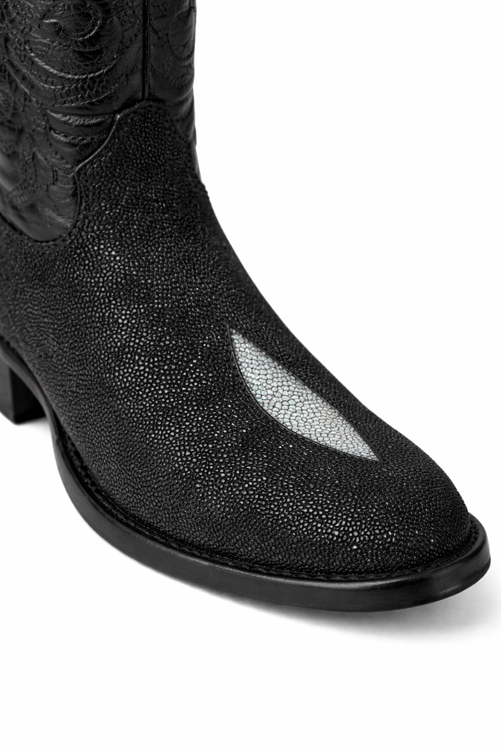 Los Altos Boots Single Stone Stingray R-Toe Black Cowboy Botas De Mantarraya - Mantarraya Boots - Image 3