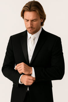 Package Deal High Quality 2-Button  Side Vented Super 120's Tuxedo + White Shirt+White Tie+White Vest