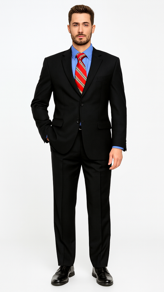 Black Super 150'S Wool Men's Cheap Priced Business Suits Clearance Sale Available In 2 Or 3 Buttons Style Regular Classic Cut Vented