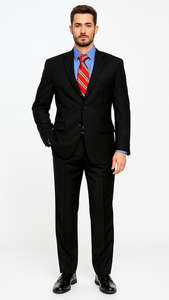 Black Super 150'S Wool Men's Cheap Priced Business Suits Clearance Sale Available In 2 Or 3 Buttons Style Regular Classic Cut Vented