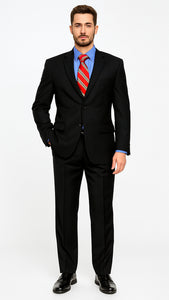 Black Super 150'S Wool Men's Cheap Priced Business Suits Clearance Sale Available In 2 Or 3 Buttons Style Regular Classic Cut Vented