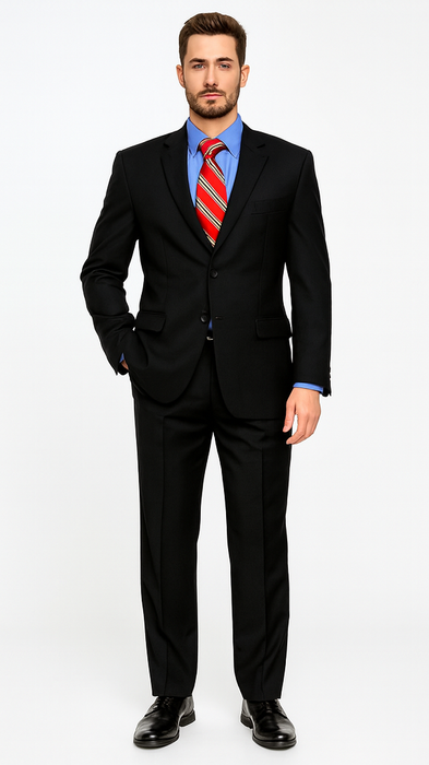 Black Super 150'S Wool Men's Cheap Priced Business Suits Clearance Sale Available In 2 Or 3 Buttons Style Regular Classic Cut Vented