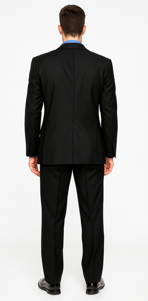 Black Super 150'S Wool Men's Cheap Priced Business Suits Clearance Sale Available In 2 Or 3 Buttons Style Regular Classic Cut Vented - Image 2