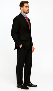 Black Super 150'S Wool Men's Cheap Priced Business Suits Clearance Sale Available In 2 Or 3 Buttons Style Regular Classic Cut Vented