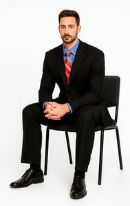 Black Super 150'S Wool Men's Cheap Priced Business Suits Clearance Sale Available In 2 Or 3 Buttons Style Regular Classic Cut Vented