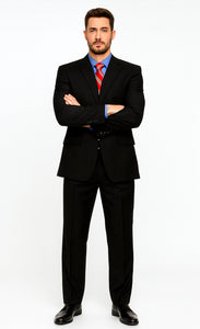 Black Super 150'S Wool Men's Cheap Priced Business Suits Clearance Sale Available In 2 Or 3 Buttons Style Regular Classic Cut Vented