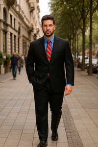 Black Super 150'S Wool Men's Cheap Priced Business Suits Clearance Sale Available In 2 Or 3 Buttons Style Regular Classic Cut Vented