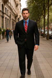 Black Super 150'S Wool Men's Cheap Priced Business Suits Clearance Sale Available In 2 Or 3 Buttons Style Regular Classic Cut Vented