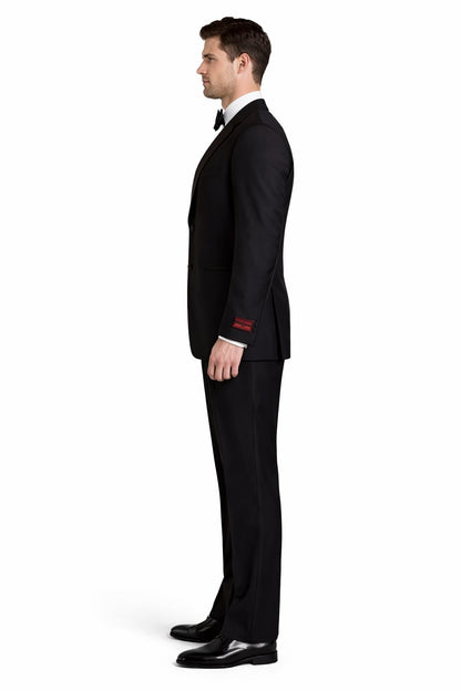 Black 2 Button Wool Tuxedo Without Pleat Flat Front Pants - Image 3