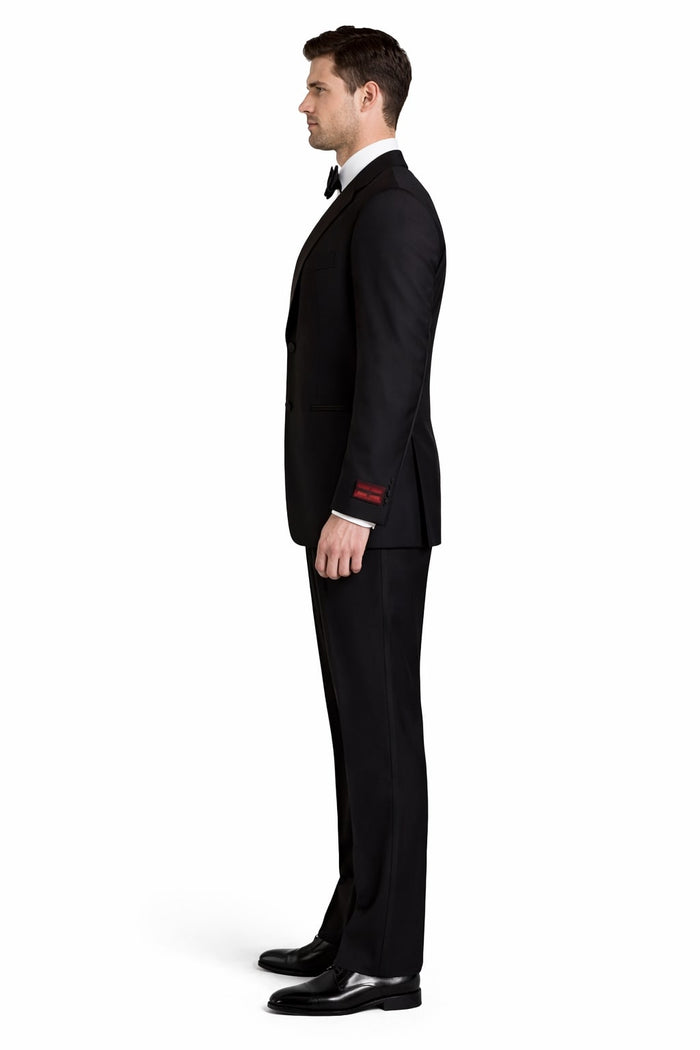 Black 2 Button Wool Tuxedo Without Pleat Flat Front Pants - Image 3