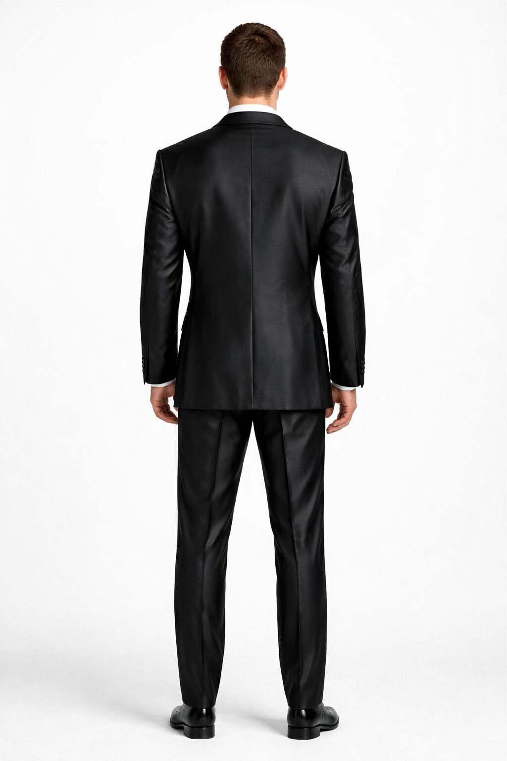 Men'S Shiny Black 2-Button Men'S Sharkskin Suit