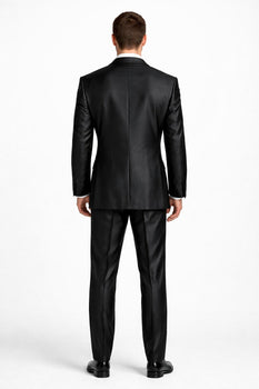 Men'S Shiny Black 2-Button Men'S Sharkskin Suit