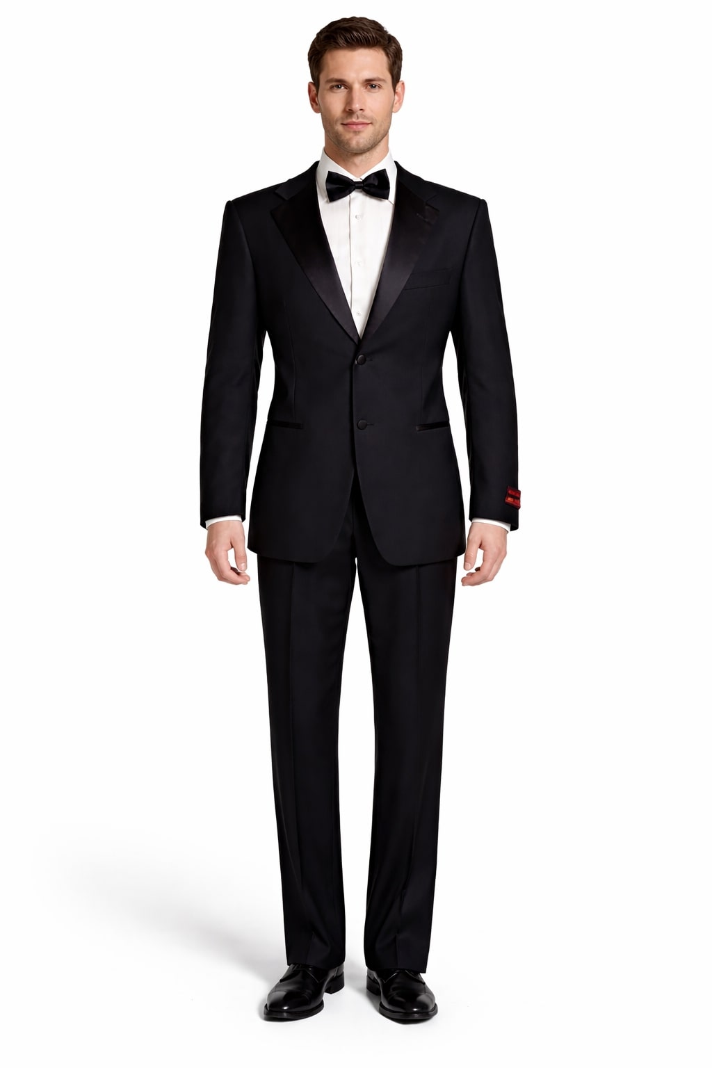 Black 2 Button Wool Tuxedo Without Pleat Flat Front Pants