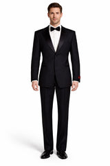 Black 2 Button Wool Tuxedo Without Pleat Flat Front Pants