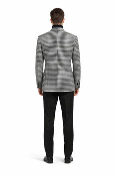 Men’s 100% Wool Houndstooth Blazer – Black and White Modern Fit