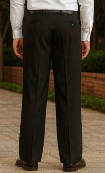Men'S Dacron Polyester Black Somerset Double-Pleated Slacks / Dress Pants Trouser - Image 2