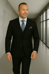 Wool Suit - Italian Made Business Suit by Statement Men's 3 Piece 100% Wool Fashion Suit - Bold Colors