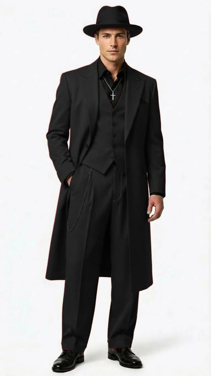 Men’s 1920s Burgundy Zoot Suit – Long Mafia Gangster Three-Piece Vintage Outfit Zuit Pachuco Style