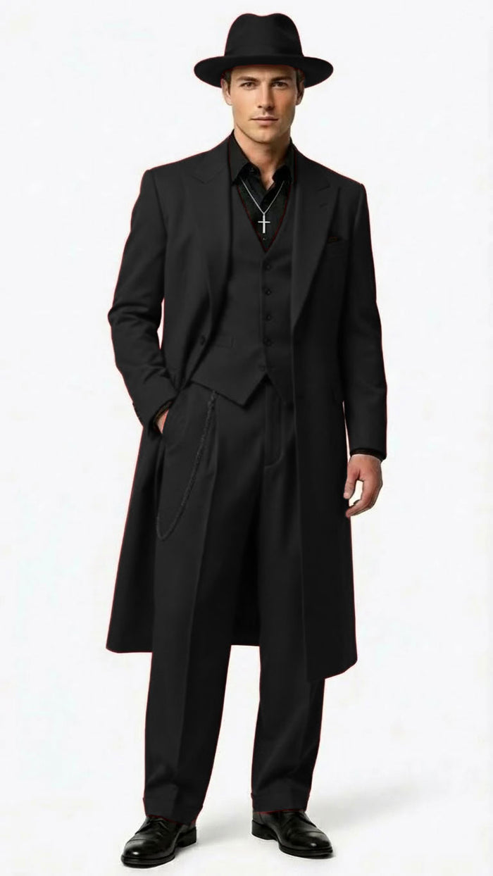 Men’s 1920s Burgundy Zoot Suit – Long Mafia Gangster Three-Piece Vintage Outfit Zuit Pachuco Style