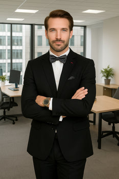 Wool Suit - Italian Made Business Suit by Statement Men's 2 Piece 100% Wool Modern Fit Suit - Subtle Texture