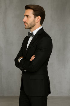 Wool Suit - Italian Made Business Suit by Statement Men's 2 Piece 100% Wool Modern Fit Suit - Subtle Texture