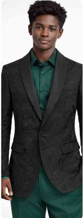 Mens Black Designer Blazer with Gold Studded Shawl Lapel – Slim Fit Luxury Fashion Jacket