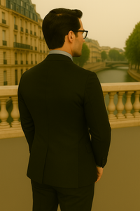 Wool Suit - Italian Made Business Suit by Statement Men's 3 Piece 100% Wool Modern Fit Suit - Micro Checker Pattern