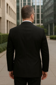 Wool Suit - Italian Made Business Suit by Statement Men's 3 Piece 100% Wool Fashion Suit - Herringbone Stripes