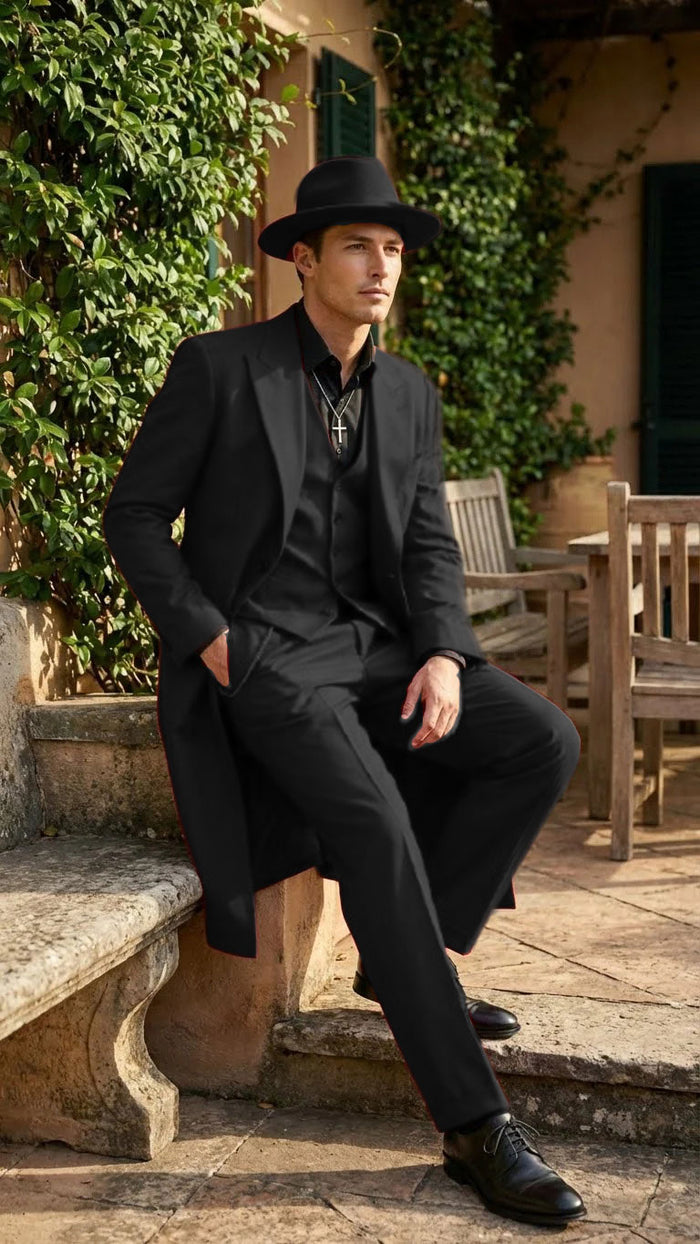 Men’s 1920s Burgundy Zoot Suit – Long Mafia Gangster Three-Piece Vintage Outfit Zuit Pachuco Style