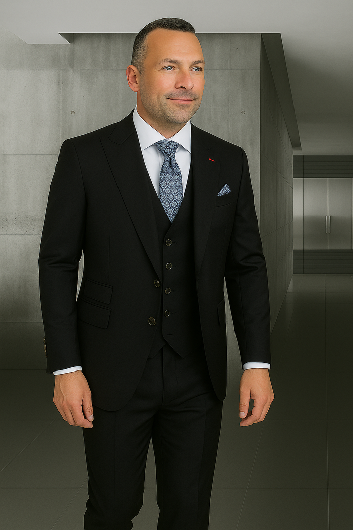 Wool Suit - Italian Made Business Suit by Statement Men's 3 Piece 100% Wool Fashion Suit - Bold Colors Modern Fit