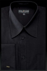 Mens French Cuff Dress Shirt - Pat Riley Collar Black