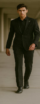 Stripe Tuxedo - Black Tuxedo - 1920s Pinstripe Suit - Gangster Suit