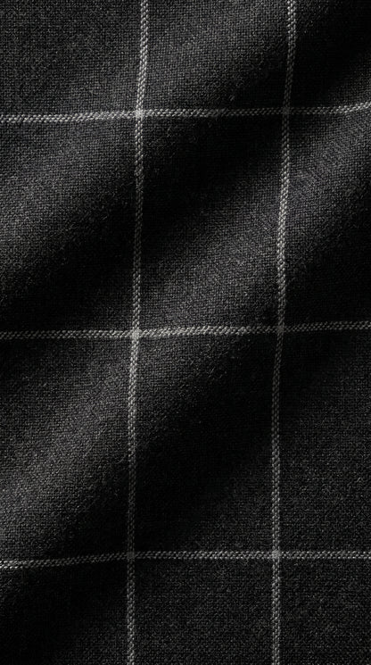 Men’s Black Windowpane Plaid 3 Piece Suit, 1920s Inspired Formal Dress Suit
