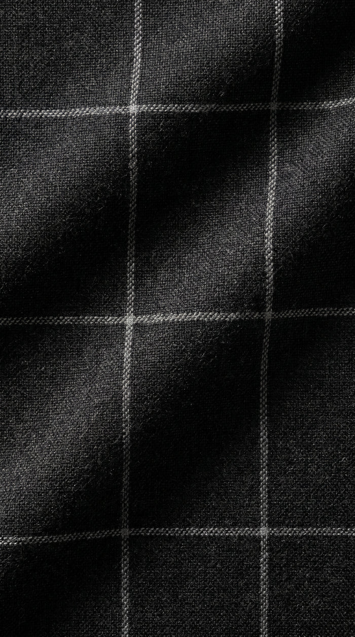 Men’s Black Windowpane Plaid 3 Piece Suit, 1920s Inspired Formal Dress Suit