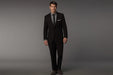 Men's Slim Fitted Cut Black 1/2 button Cheap Priced Business Suits Clearance Sale + Skinny Tie