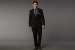 Men's Slim Fitted Cut Black 1/2 button Cheap Priced Business Suits Clearance Sale + Skinny Tie