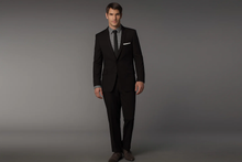 Men's Slim Fitted Cut Black 1/2 button Cheap Priced Business Suits Clearance Sale + Skinny Tie