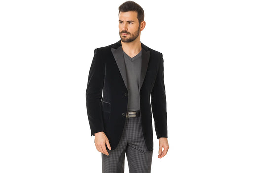 Black Men's Big And Tall Blazers Velvet Clearance Cheap Priced Blazer / Sport Coat - Image 2
