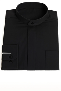 Daniel Ellissa Convertible cuffs Banded Collar Black fashion Dress collarless Men's Dress Shirt