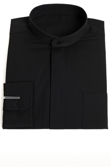 Daniel Ellissa Convertible cuffs Banded Collar Black fashion Dress collarless Men's Dress Shirt